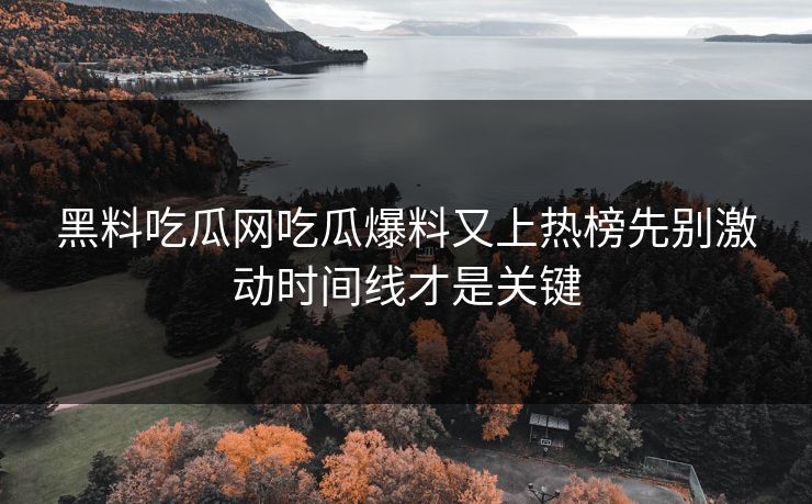 黑料吃瓜网吃瓜爆料又上热榜先别激动时间线才是关键