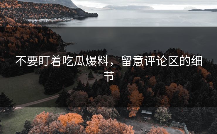 不要盯着吃瓜爆料，留意评论区的细节